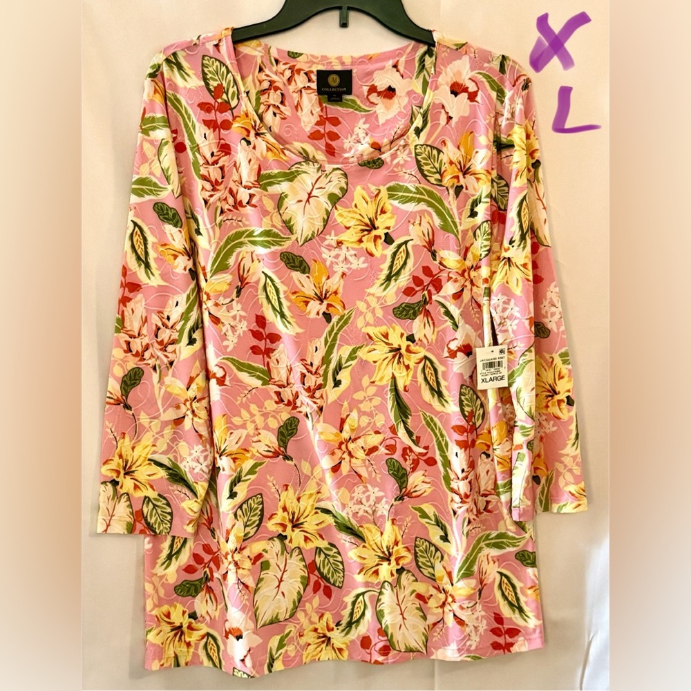 JM Collection Pink Floral Top